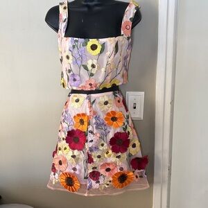 Finesse Floral Embroidered Set with Purple and Yellow Accents